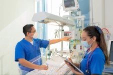 Doctors checking results